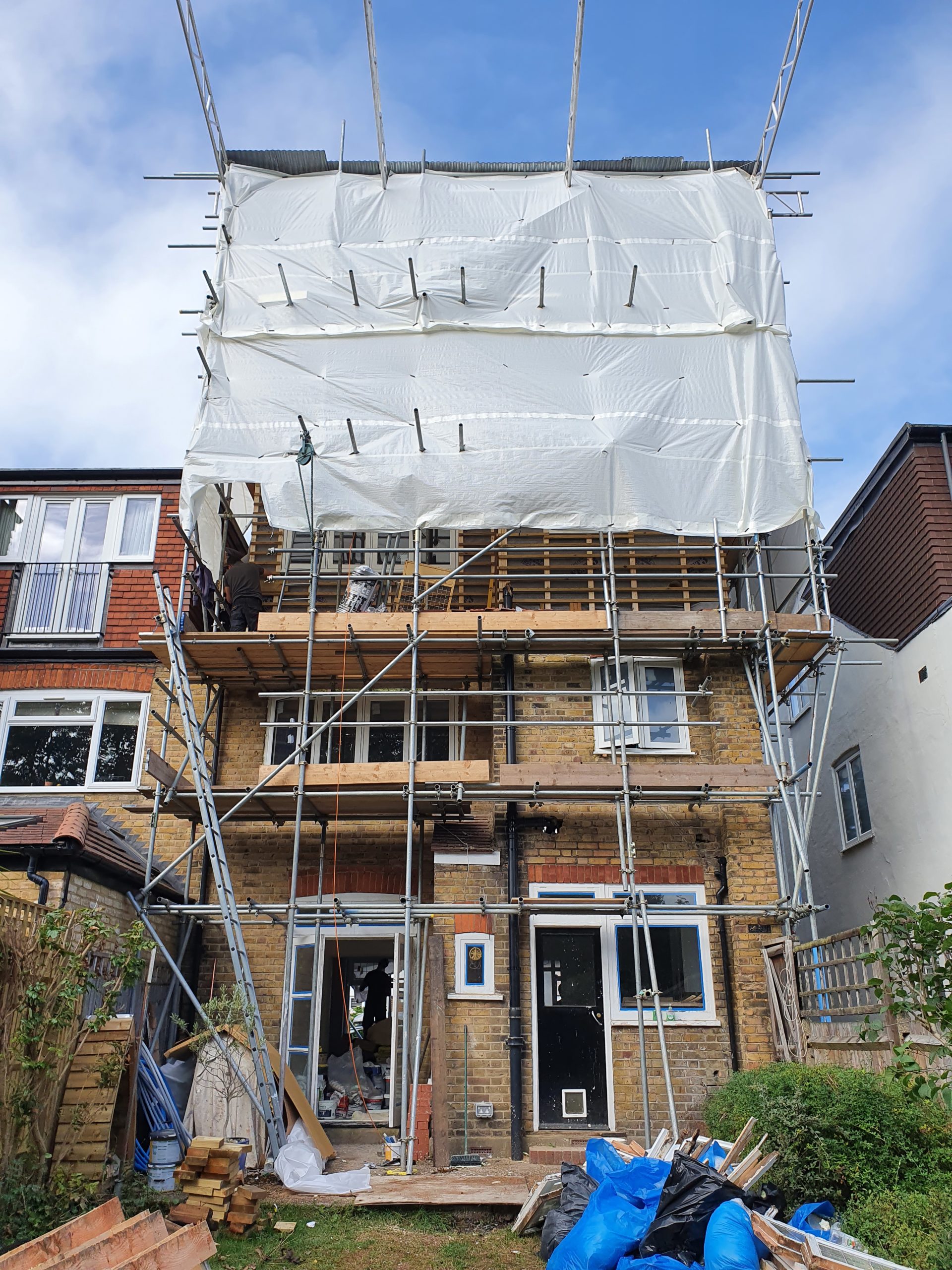 Loft Conversion in Progress with Scaffolding