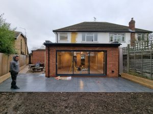 completed single storey extension from the garden