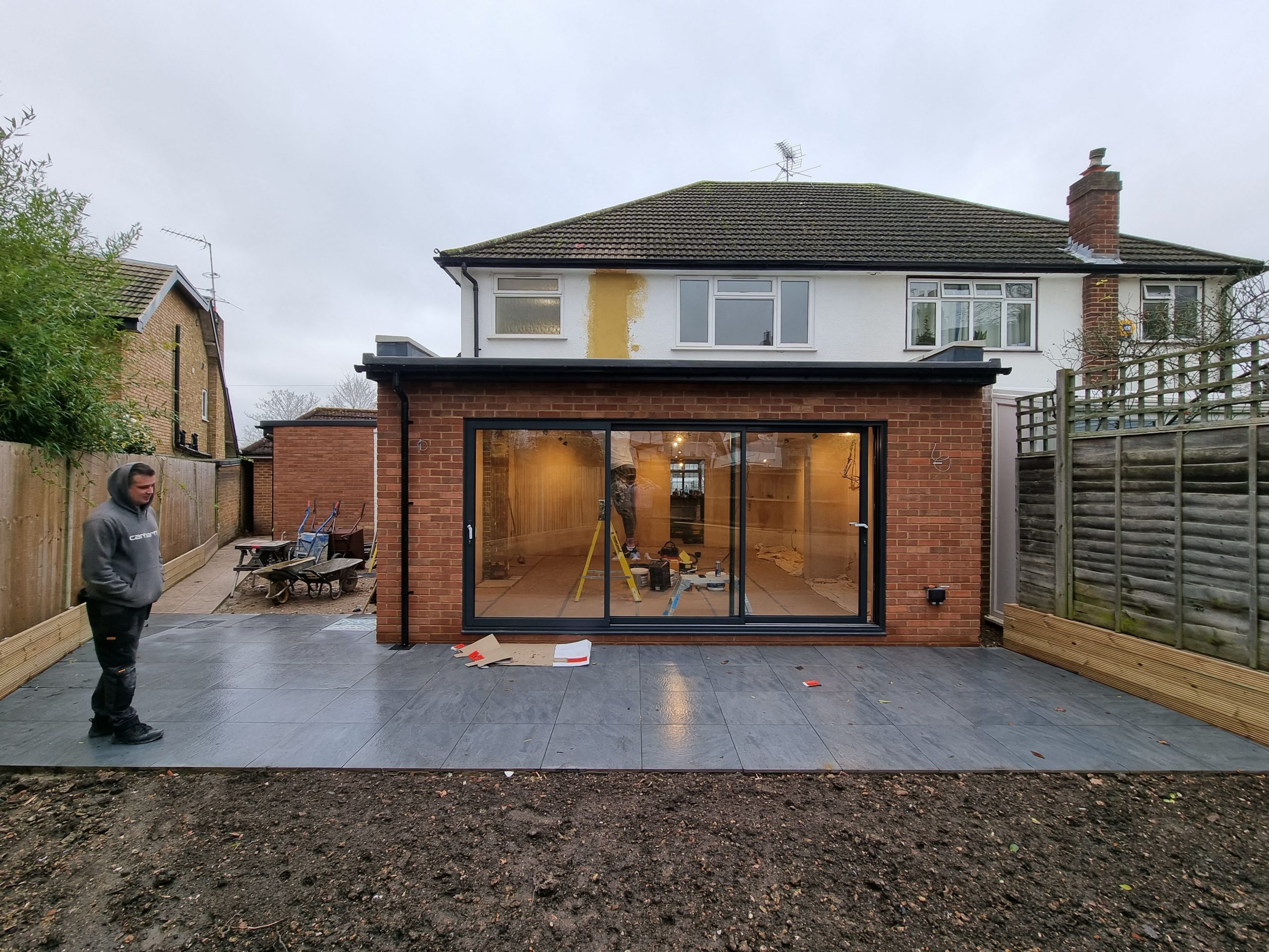 single storey family home extension completed single storey extension from the garden