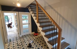 star pattern tiled floor in family home extension project