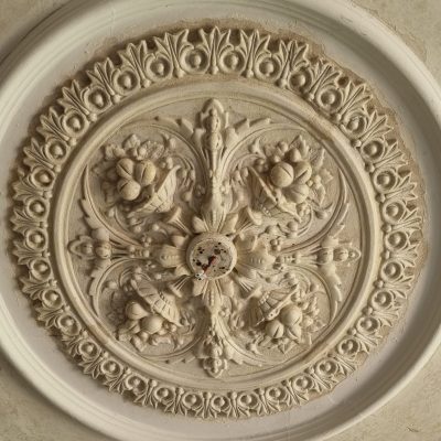 detailed intricate plaster ceiling rose in period property