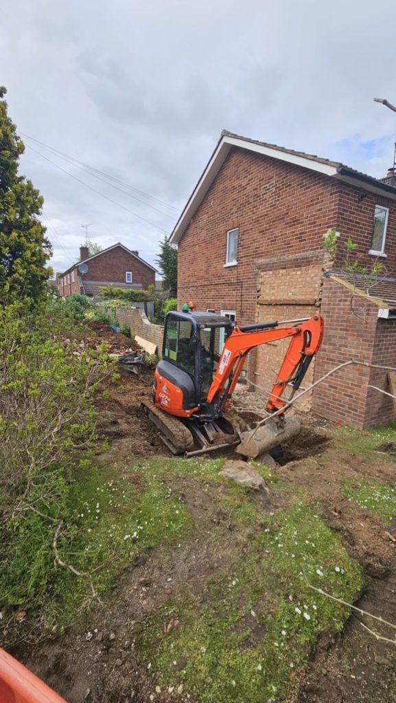 preparing external works for side extension