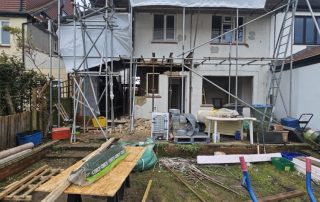 exterior of twickenham extension project with scaffolding