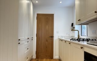 bungalow galley kitchen Berkshire new galley kitchen with wooden floors
