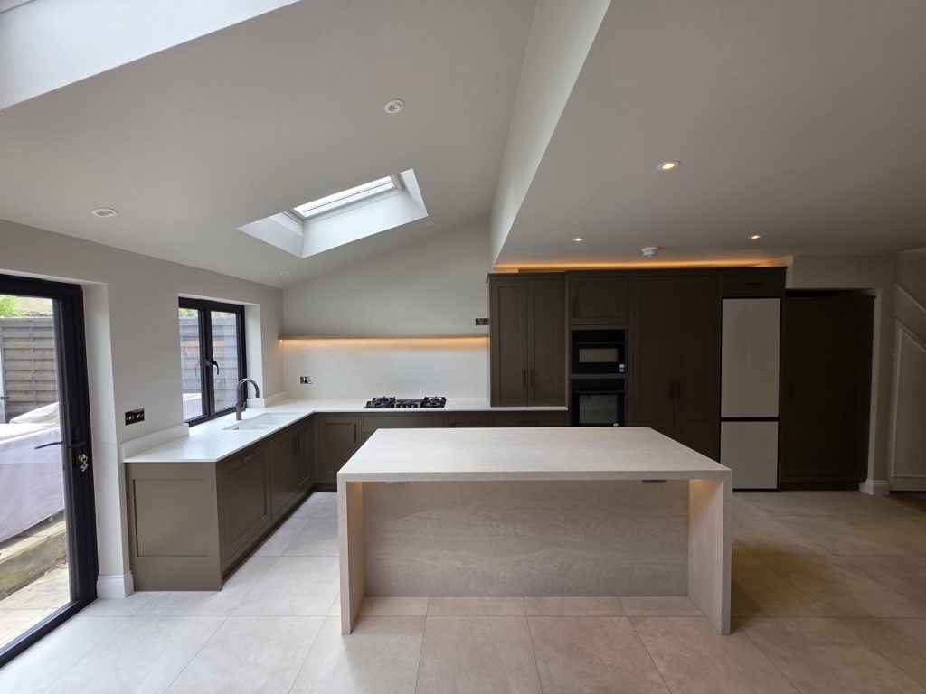 Wide Kitchen image Large Open Plan Luxury Green Kitchen in Twickenham